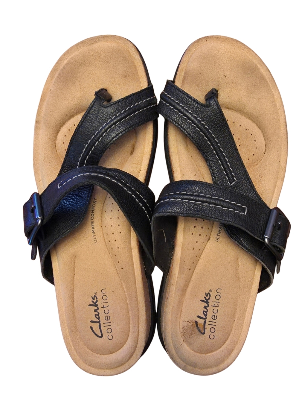 Clarks Collection Clarks Collection Brynn Madi Black Leather Slide Sandals 9.5